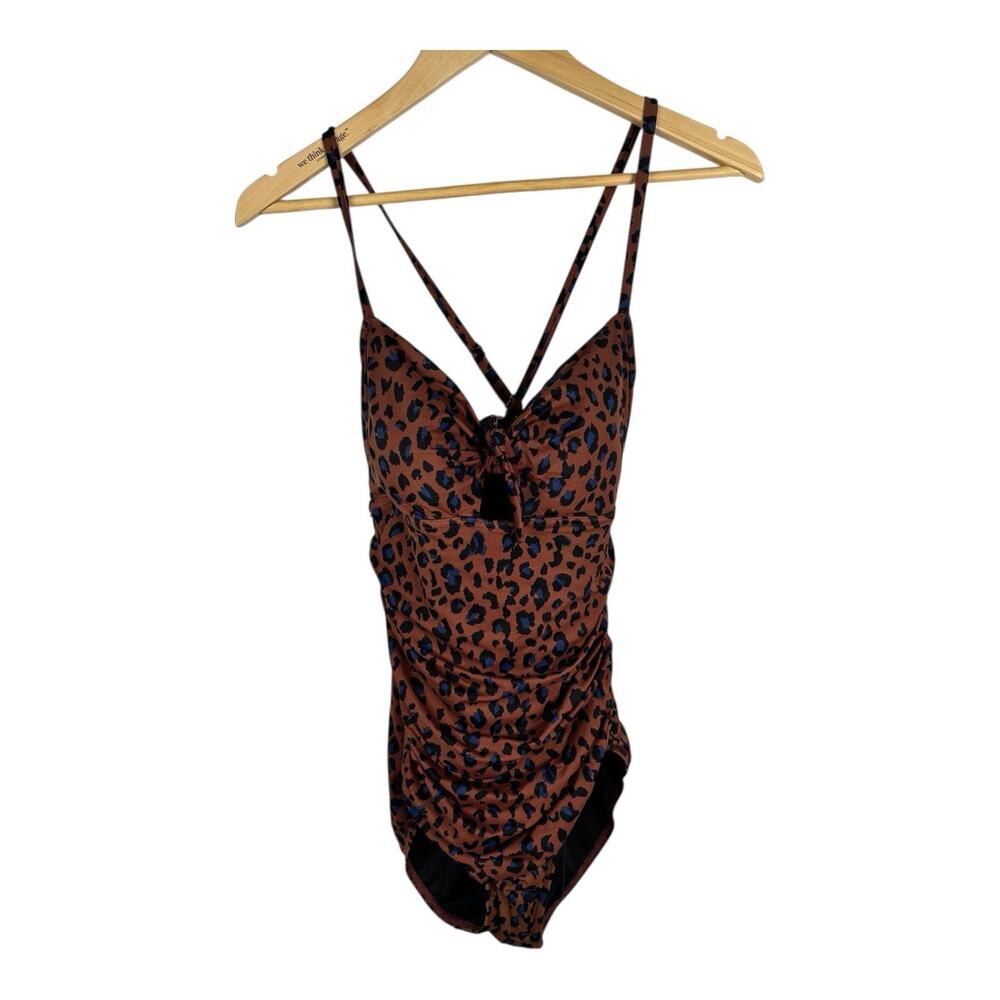 Dreamsuit Swimsuit Leopard Keyhole Onepiece Rouched Size 12 Slimming Shapewear
